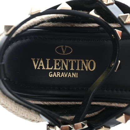 Valentino Garavani Calfskin Rockstud Ankle Strap Espadrille 10/60mm Sandals 36.5 Black 6 of 7