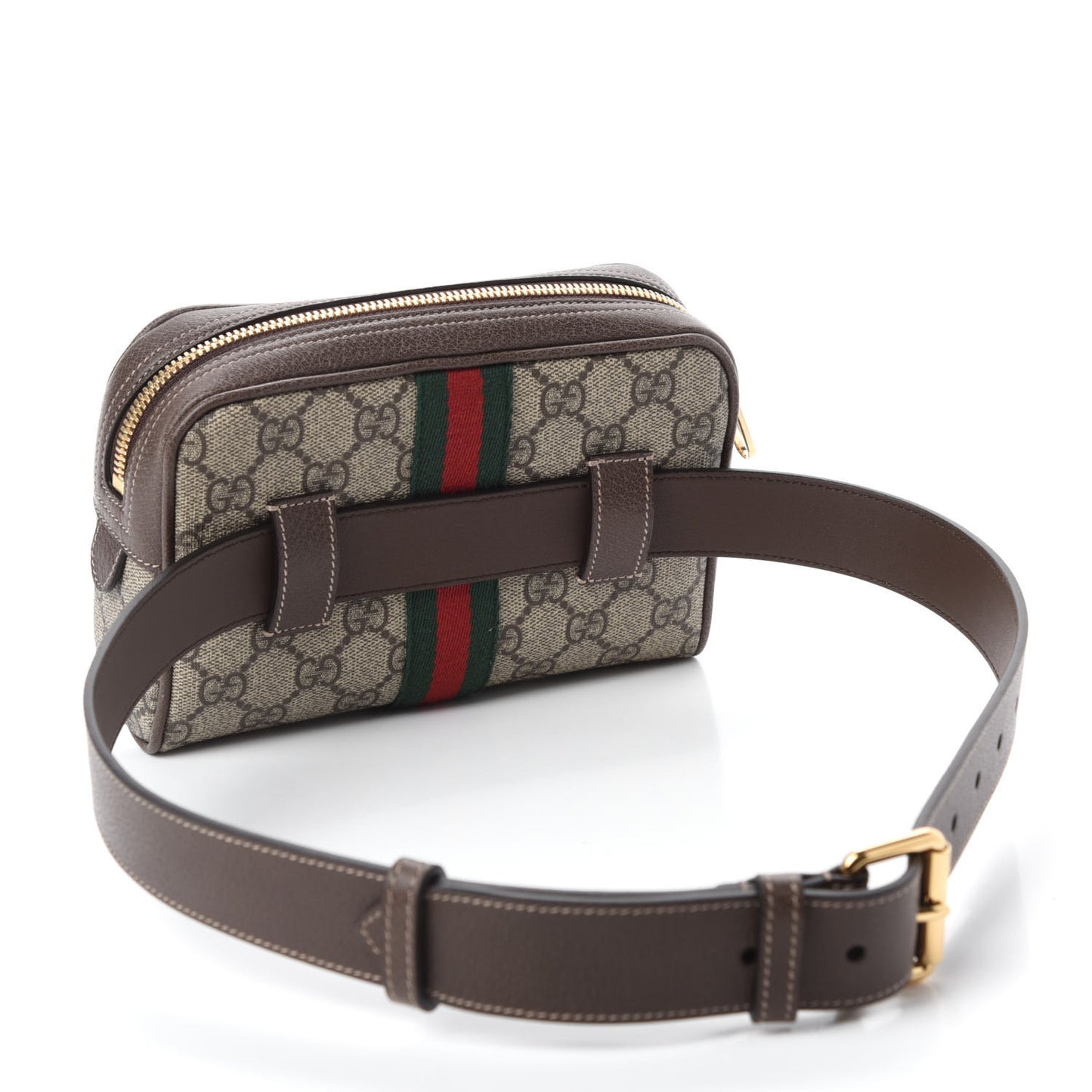 GG Supreme Monogram Web Small Ophidia Belt Bag 75 30 Dark Brown
