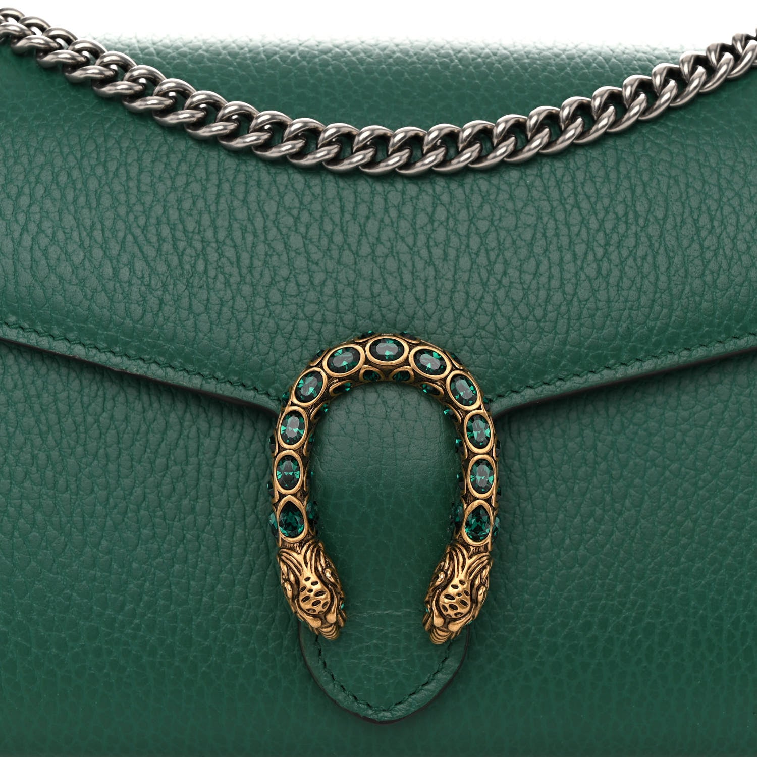 Gucci Calfskin Mini Dionysus Chain Wallet Emerald 8 of 11