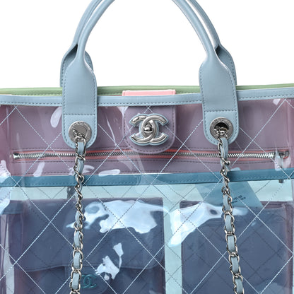 Chanel Lambskin PVC Quilted Medium Coco Splash Shopping Bag Blue Green Pink 8 of 12
