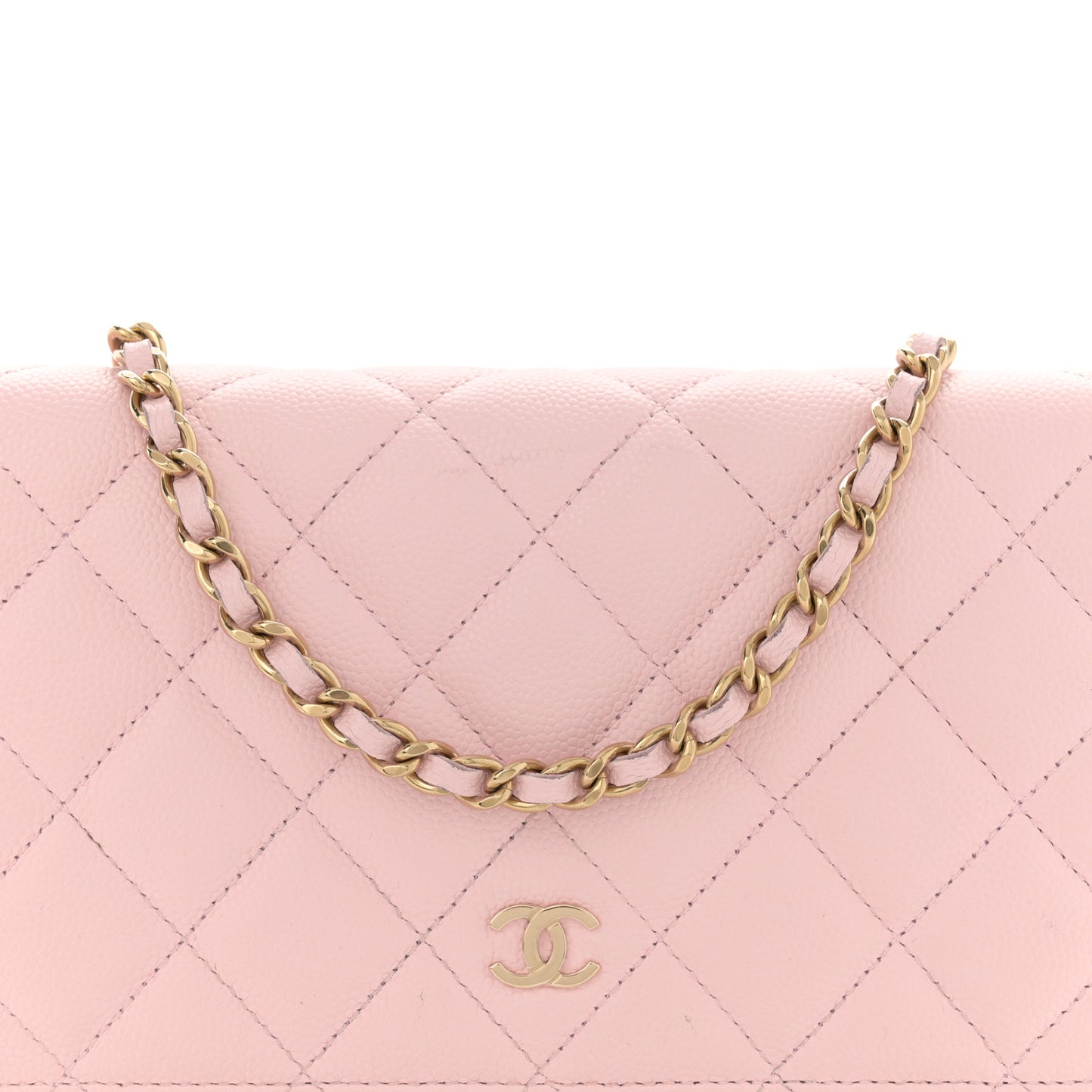 Caviar Quilted Wallet on Chain WOC Light Pink