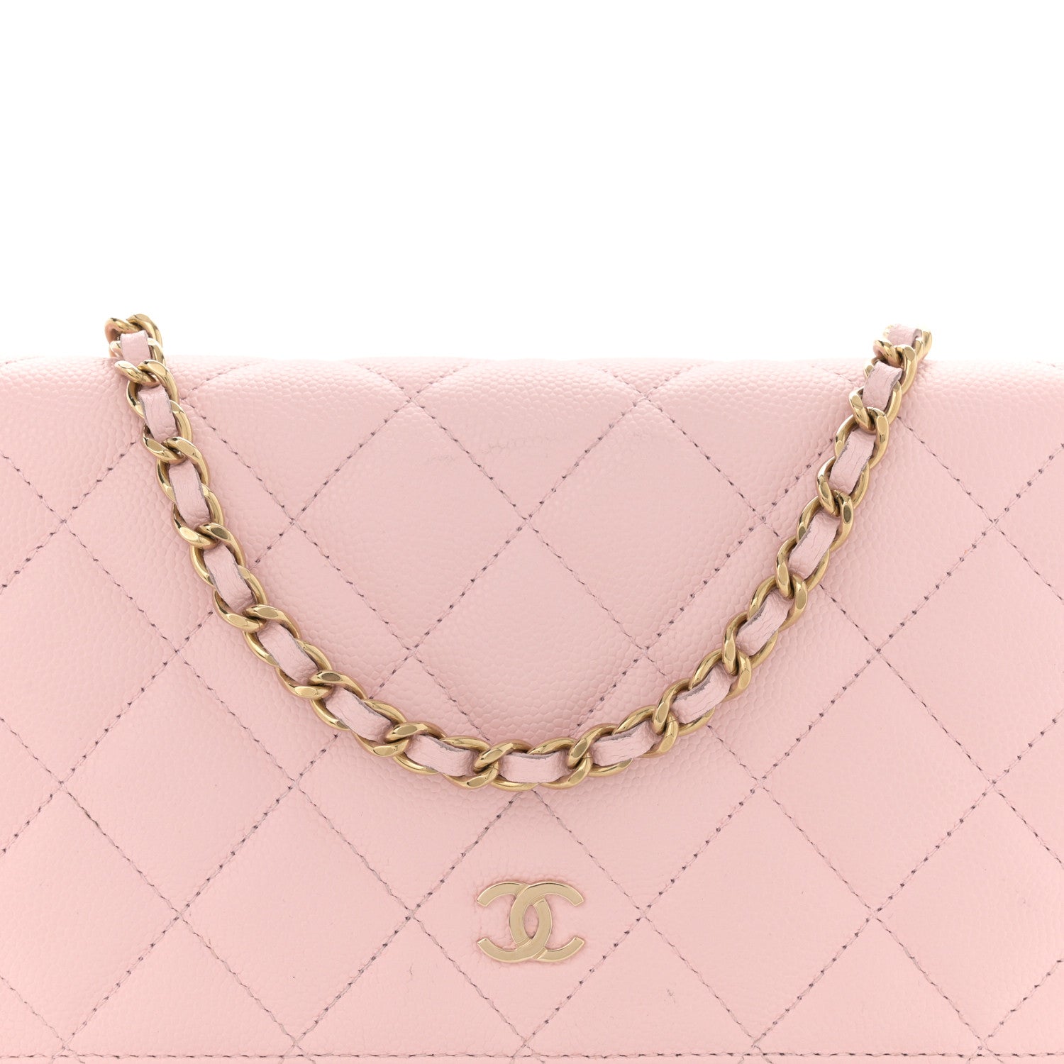 Chanel Caviar Quilted Wallet on Chain WOC Light Pink 9 of 12