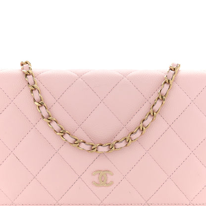 Chanel Caviar Quilted Wallet on Chain WOC Light Pink 9 of 12