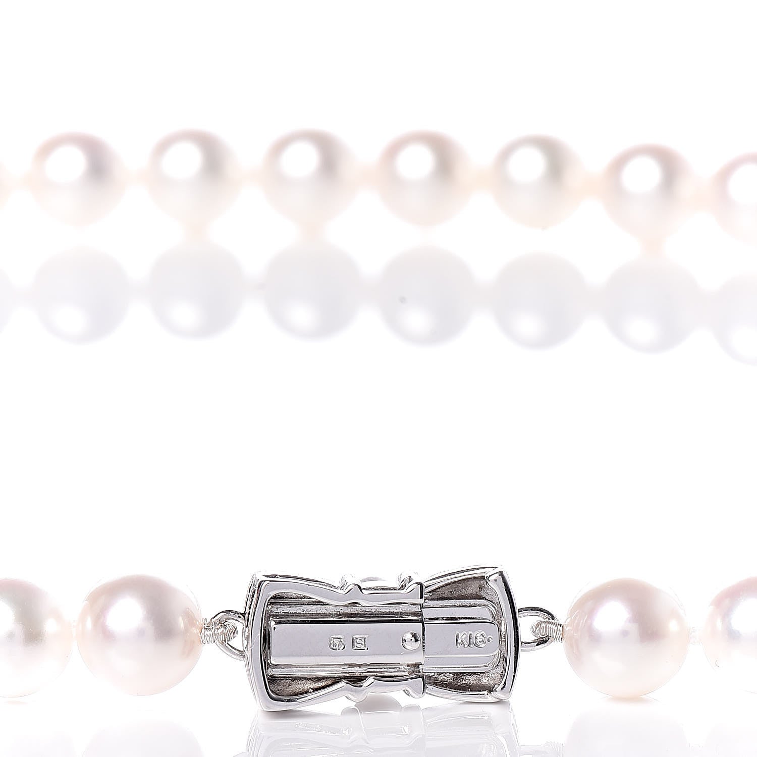 Mikimoto Sterling Silver 18K White Gold Akoya Pearl 7-8mm Strand Necklace Earring Set 9 of 10