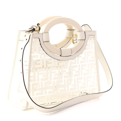 Fendi TPU FF Vitello Century Plexiglass Small Runaway Shopper Tote White 3 of 8