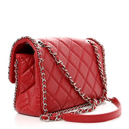 Chanel Crumpled Calfskin Medium Chain All Over Flap Red 3 of 10