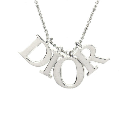 Christian Dior Metal Logo Necklace Silver 4 of 6