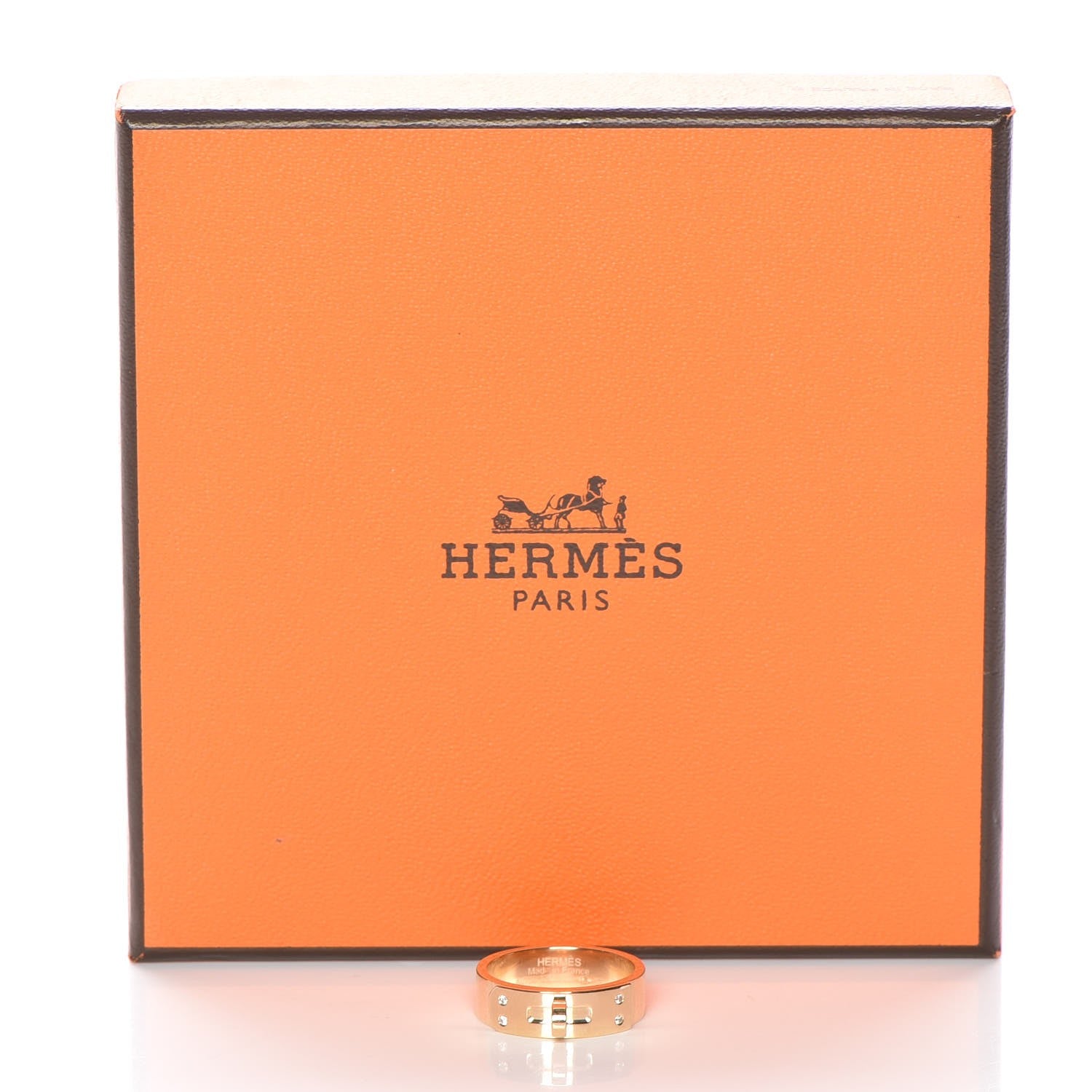 Hermes 18K Yellow Gold Diamond Kelly Ring Small 47 4 6 of 6