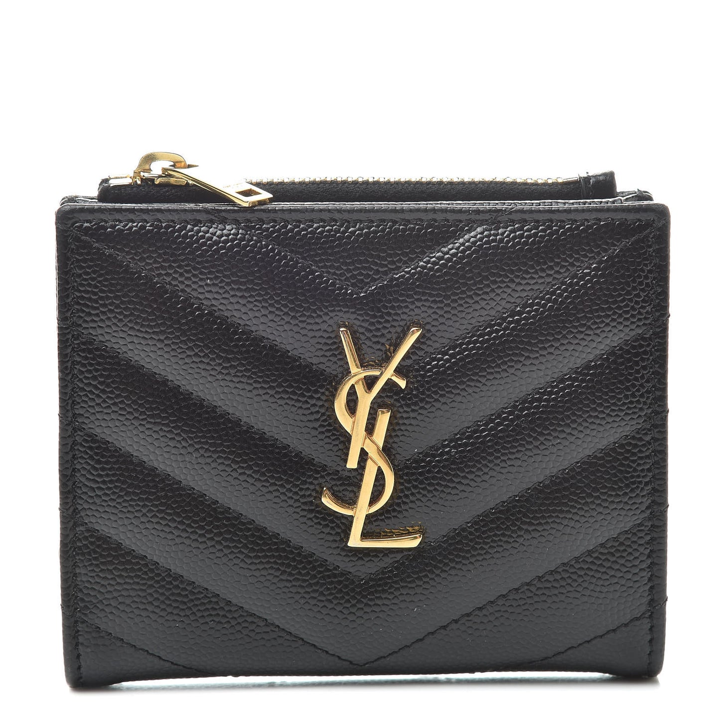 Grain De Poudre Matelasse Chevron Monogram Zipped Card Case Black