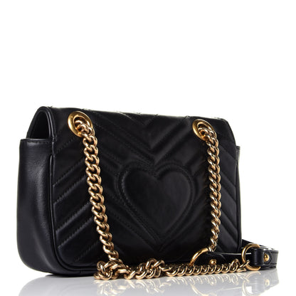 Gucci Calfskin Matelasse Mini GG Marmont Shoulder Bag Black 4 of 10