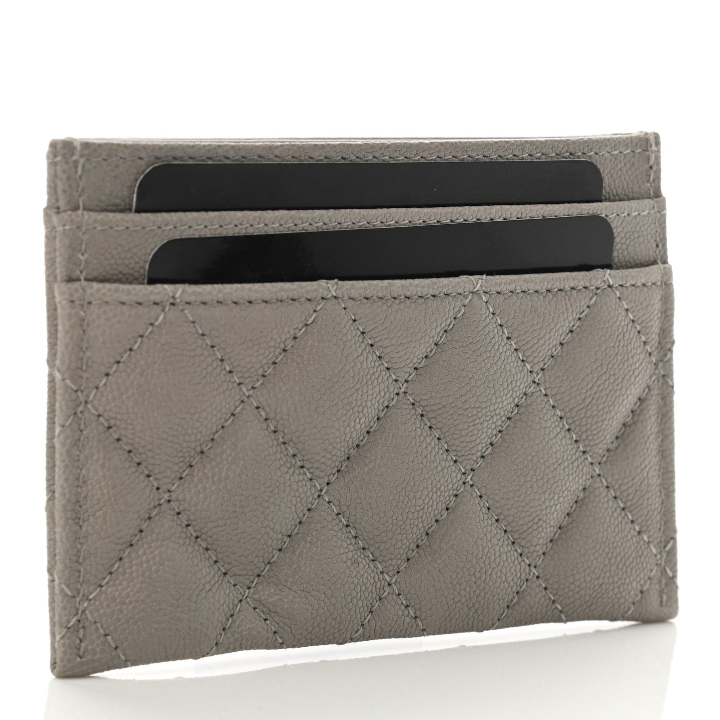 Caviar Quilted Boy Card Holder Grey
