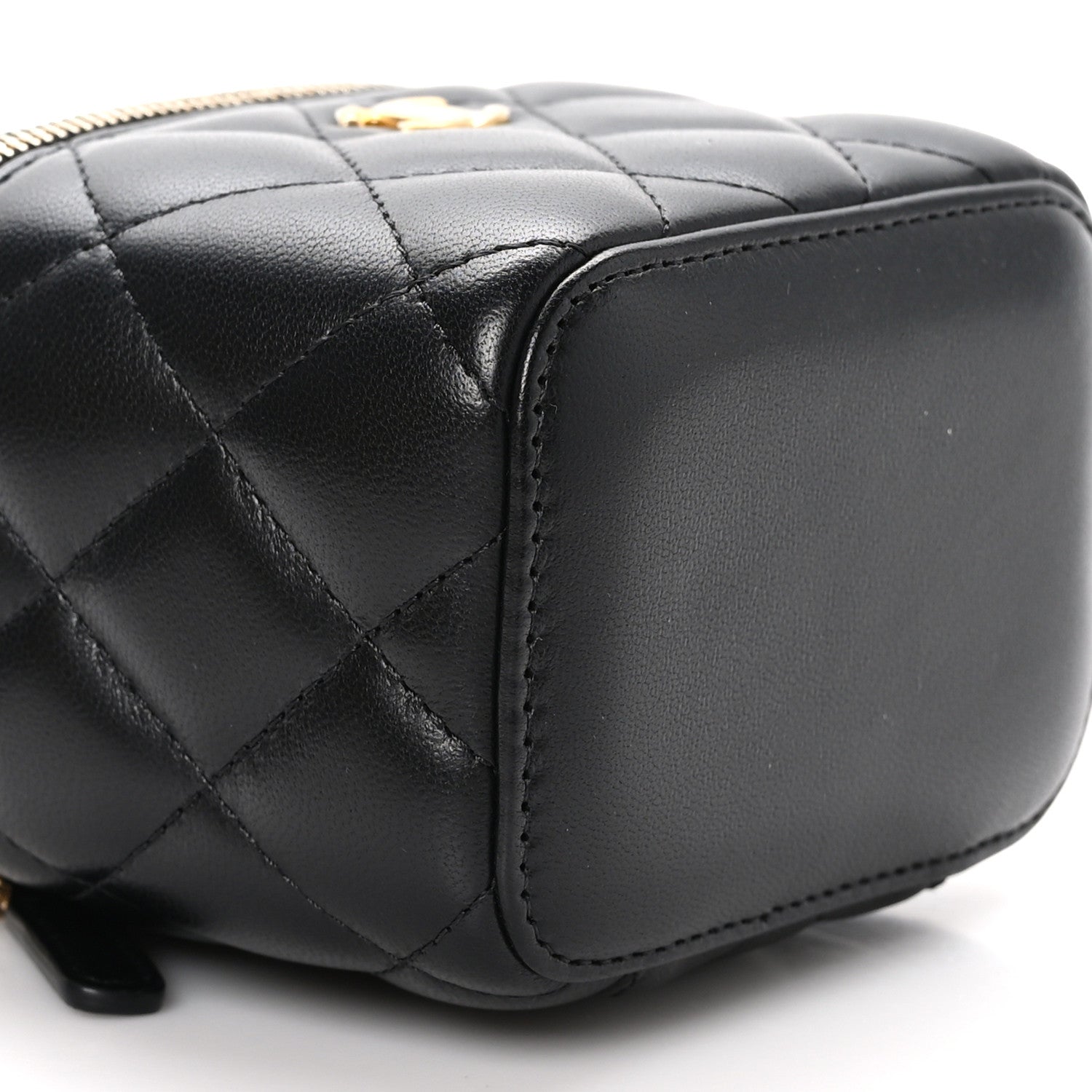 Chanel Lambskin Quilted Mini Pearl Crush Vanity Case With Chain Black 10 of 12