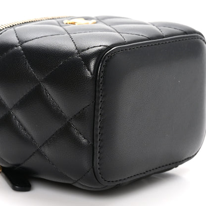 Chanel Lambskin Quilted Mini Pearl Crush Vanity Case With Chain Black 10 of 12