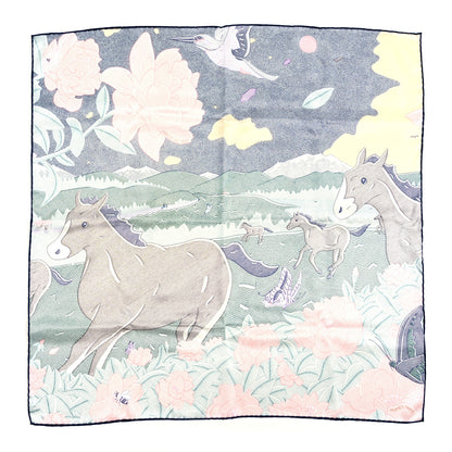 Hermes Silk Ivresse Au Vent Scarf 70 Bleu Rose Vert 1 of 3