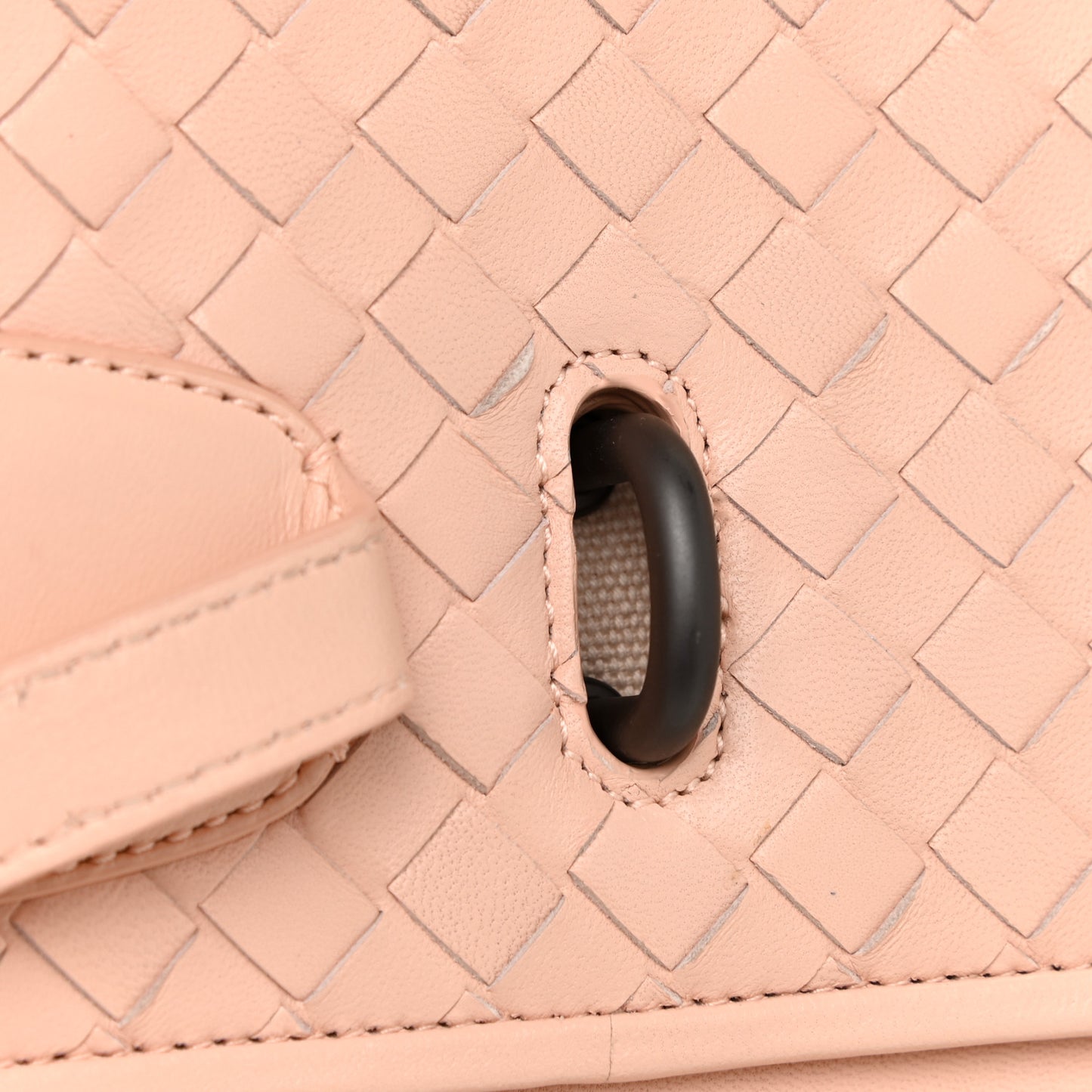 Nappa Intrecciato Canvas Safari Flap Shoulder Bag Flamingo