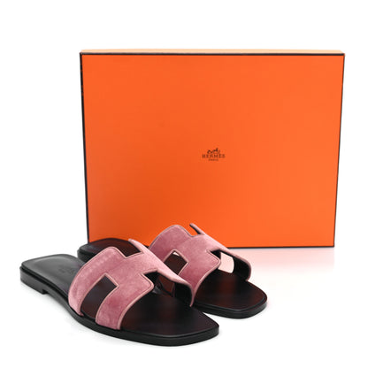Hermes Velvet Nappa Oran Sandals 38.5 Bois de Rose 9 of 9
