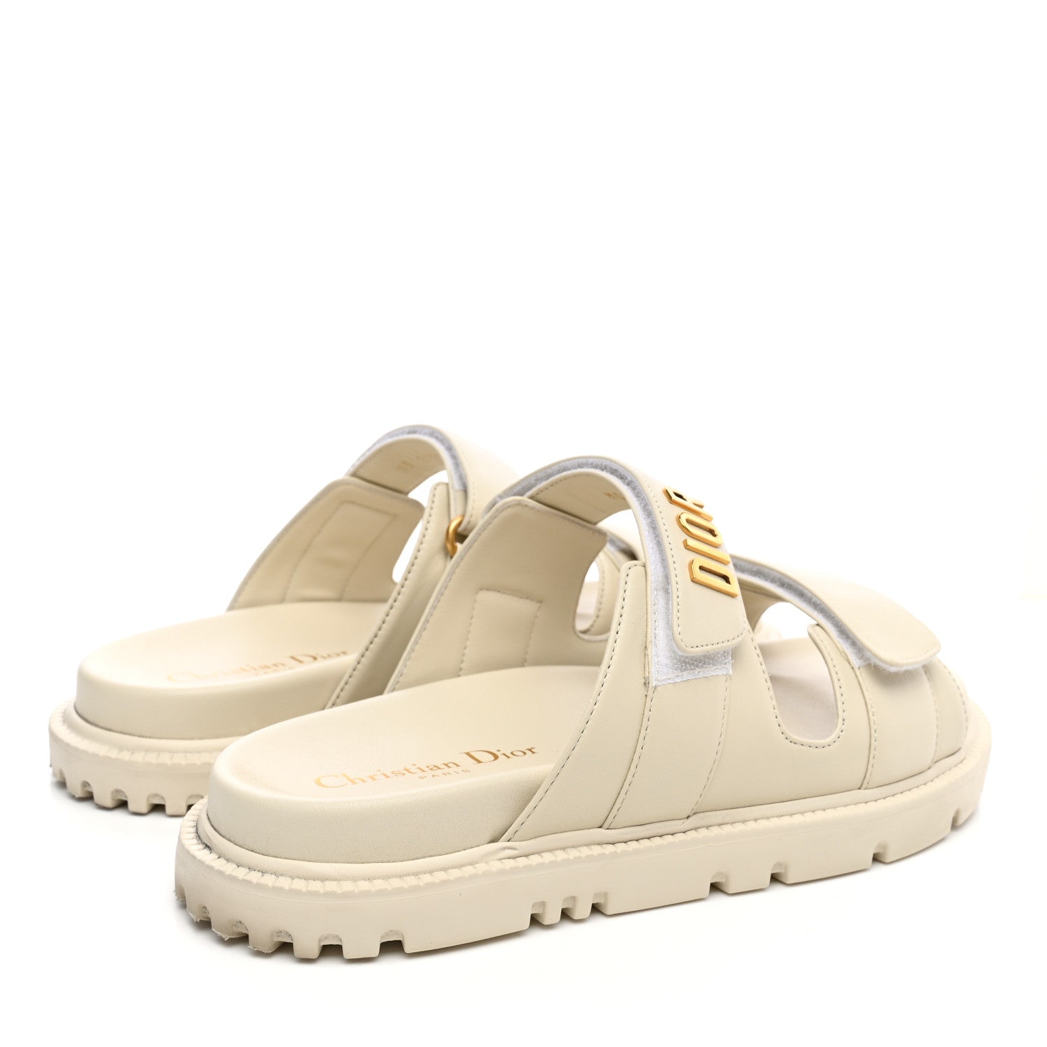 Christian Dior Lambskin Dioract 10mm Slide Sandals 37.5 Off White 4 of 11