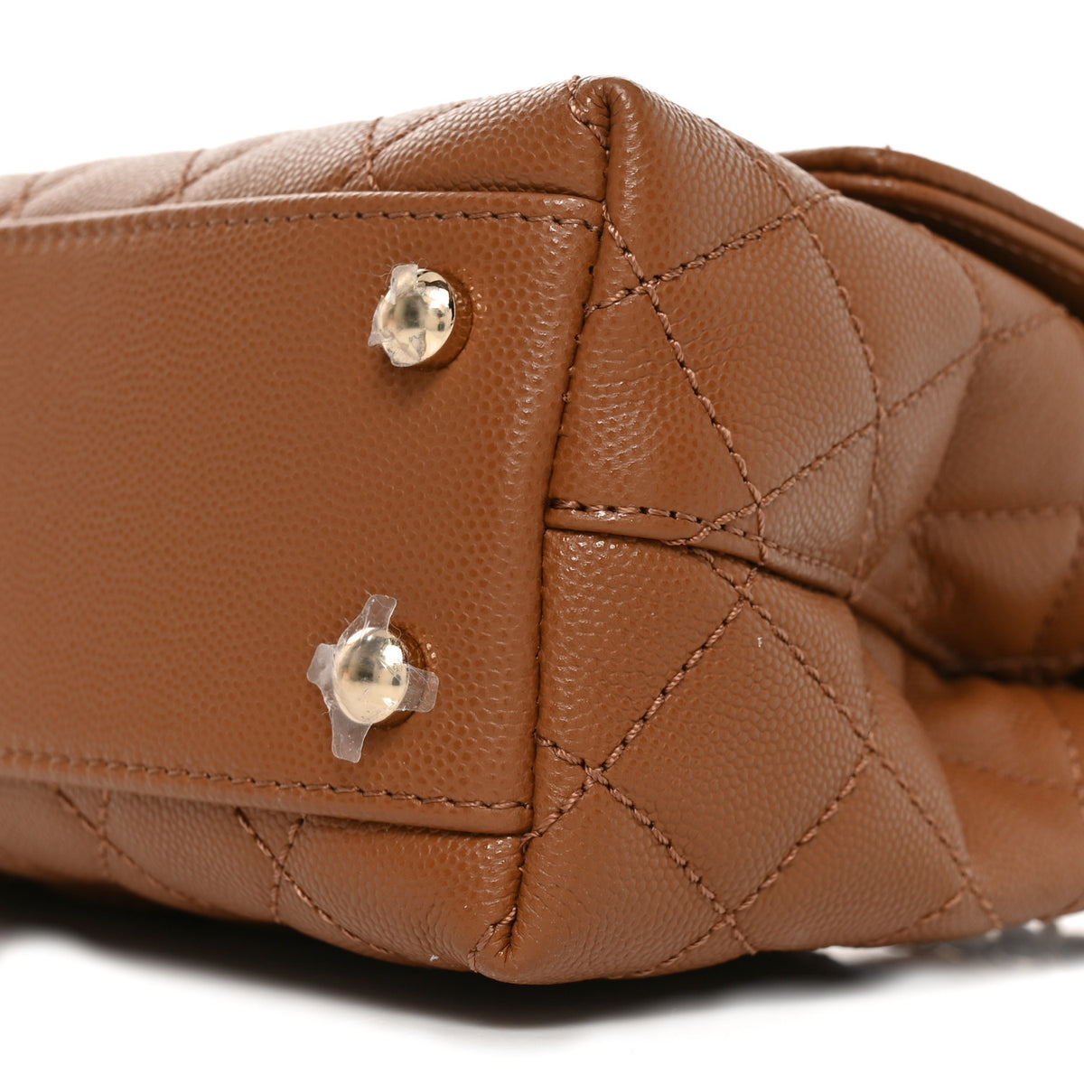 Caviar Quilted Mini Coco Handle Flap Brown