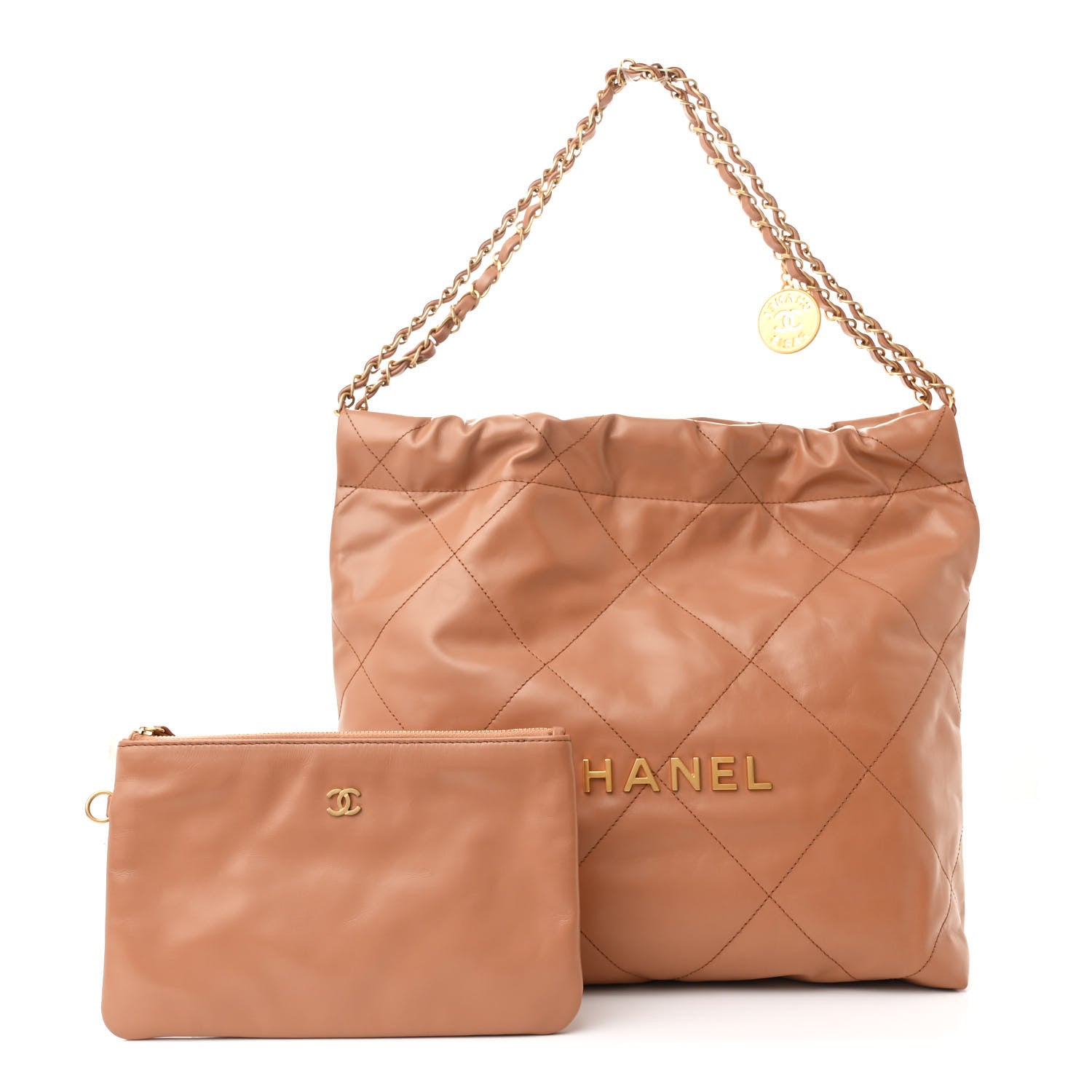 Chanel Shiny Calfskin Quilted Small Chanel 22 Beige 3 of 12