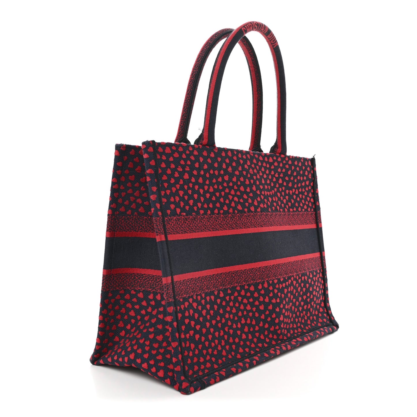 Canvas Embroidered Pop Heart I Love Paris Medium Book Tote Red Multicolor