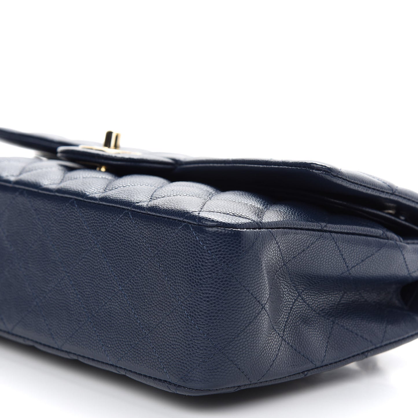 Caviar Quilted Medium Double Flap Navy