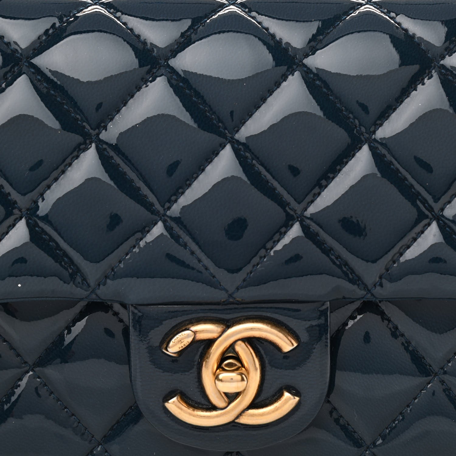 Chanel Patent Goatskin Quilted Medium CC Eyelet Flap Blue 8 of 11