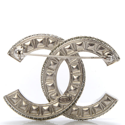 Chanel Baguette Crystal CC Brooch Silver Black 3 of 5