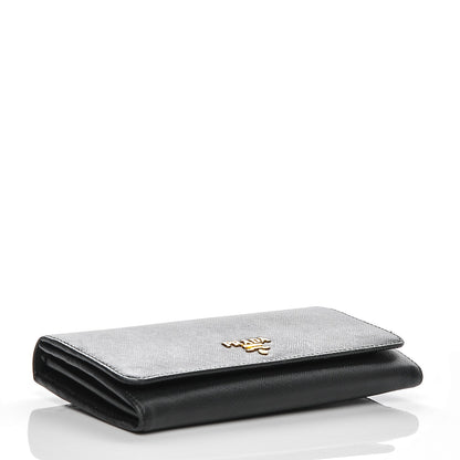 Prada Saffiano Metal Continental Flap Wallet Nero Black 4 of 7