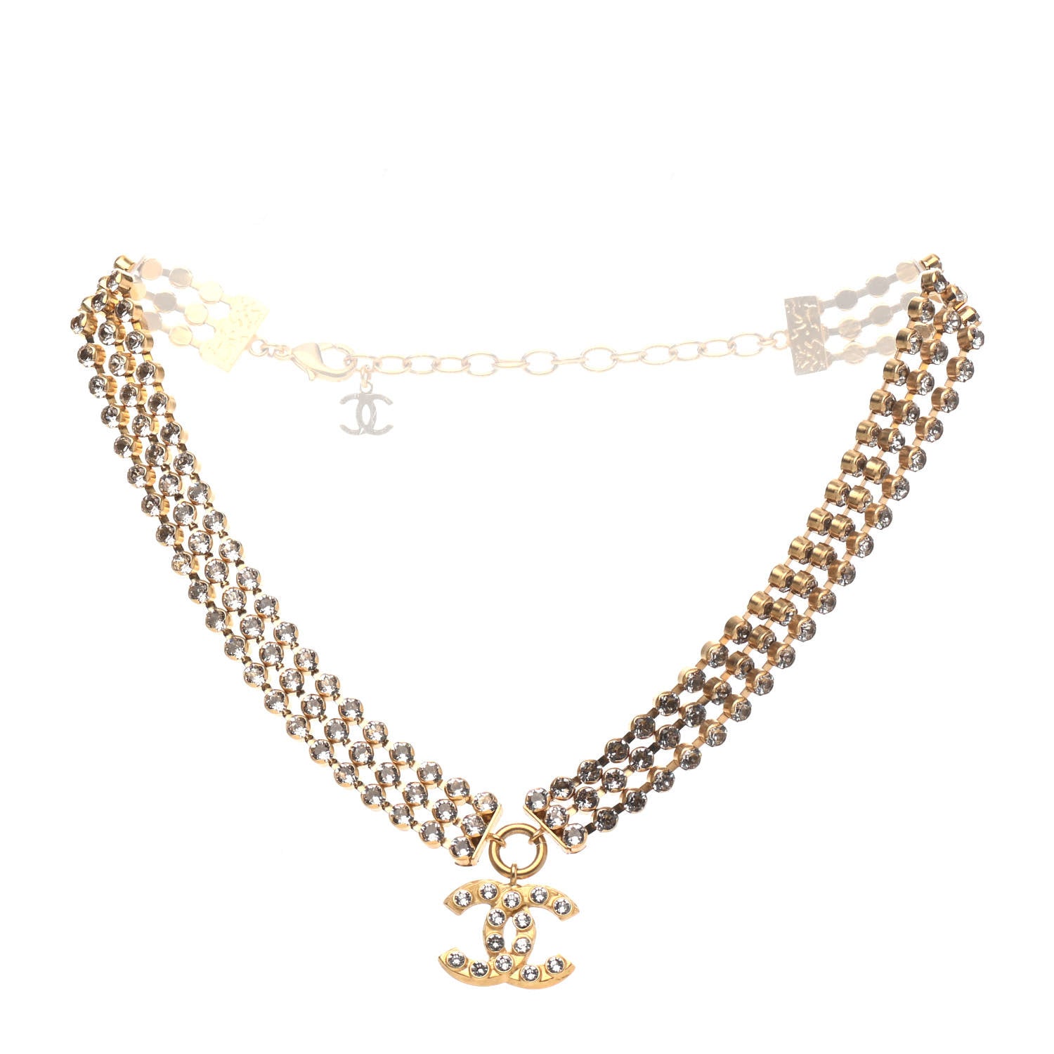 Chanel Crystal CC Choker Necklace Gold 2 of 4