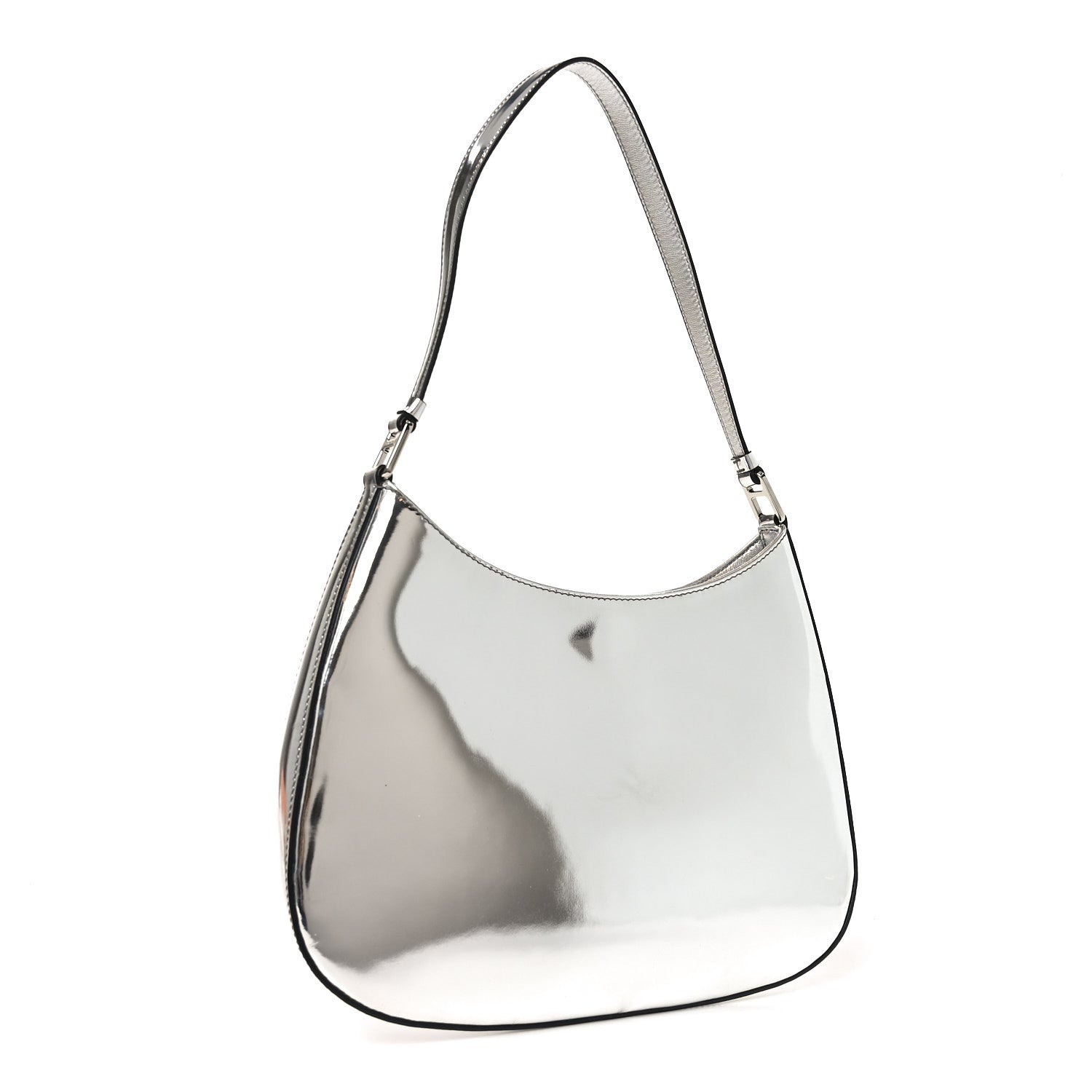 Prada Spazzolato Concert Printed Cleo Shoulder Bag Argento 2 of 8