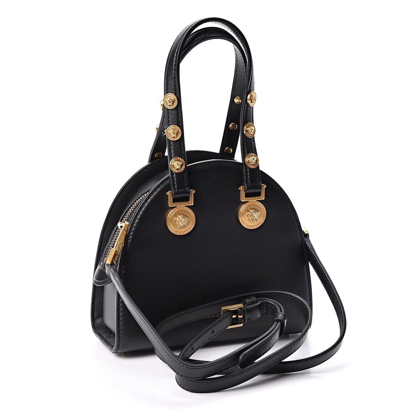 Calfskin Small Medallion Tribute Bowling Bag Black