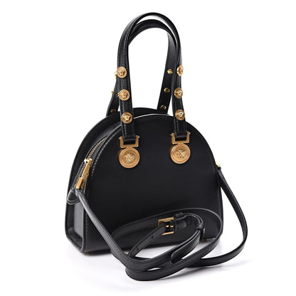Versace Calfskin Small Medallion Tribute Bowling Bag Black 2 of 8