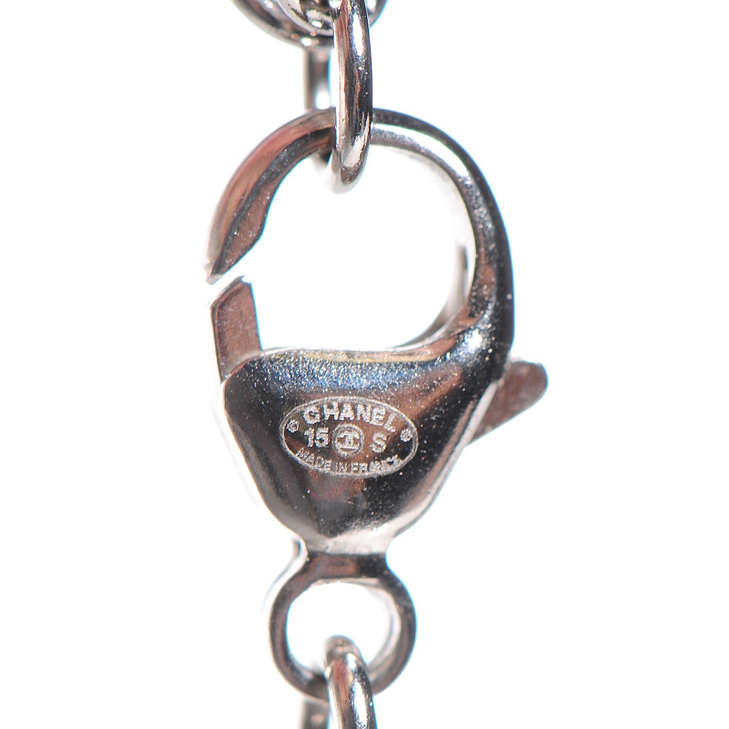 Chanel Bead Crystal CC Short Choker Necklace Silver 4 of 4