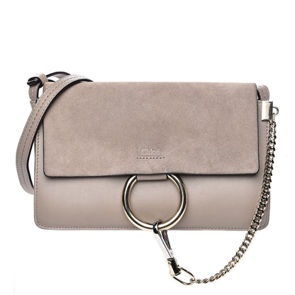 Chloe Suede Calfskin Small Faye Shoulder Bag Motty Grey 1 of 14