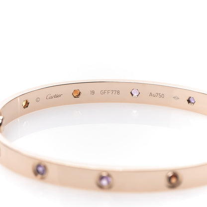 Cartier 18K Pink Gold Sapphire Garnet Amethyst LOVE Bracelet 19 4 of 6