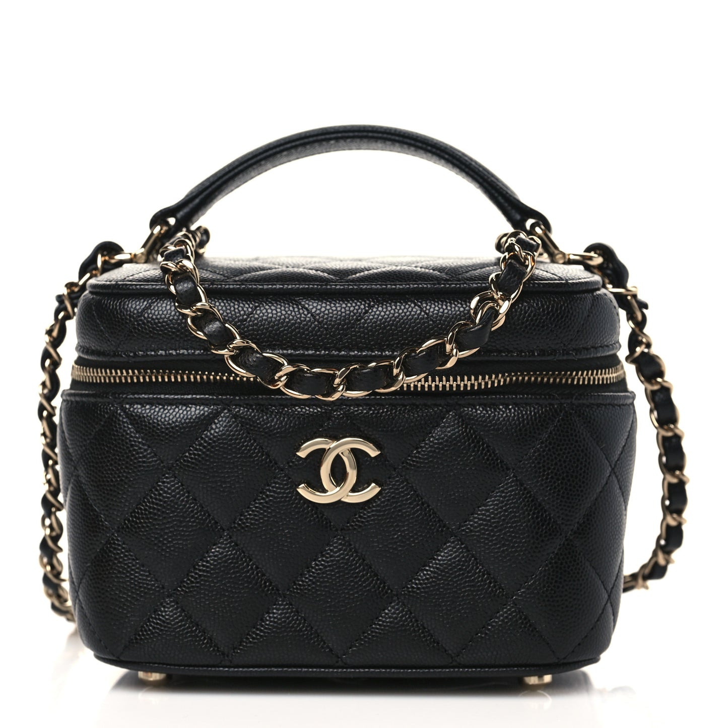 Caviar Quilted Small CC Vanity Case Black