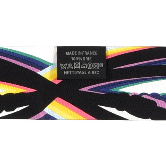 Hermes Silk Brides De Gala Shadow Fringed Twilly Black Jaune Multicolor 3 of 3