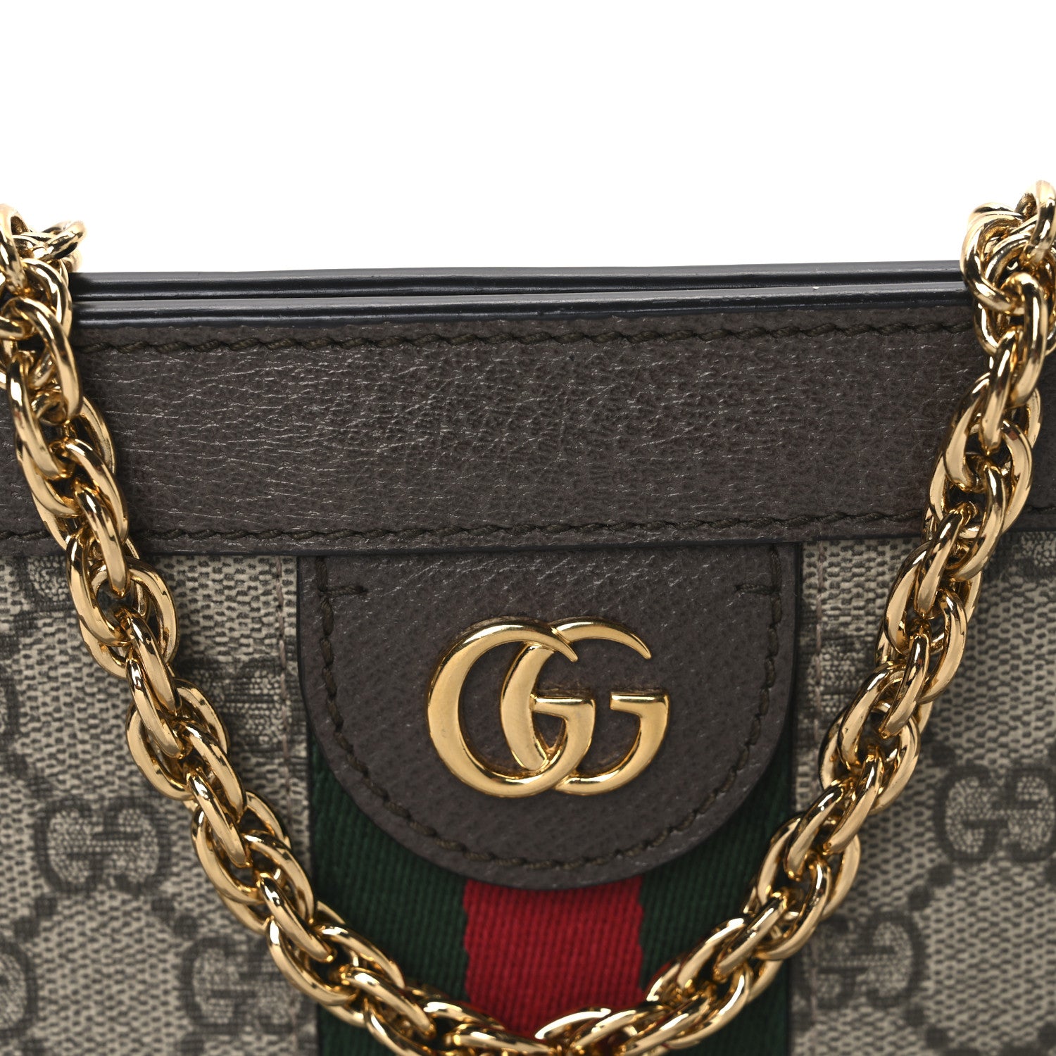 Gucci GG Supreme Monogram Web Small Ophidia Chain Shoulder Bag Brown 8 of 10