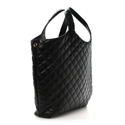 Saint Laurent Lambskin Quilted Maxi Icare Shopping Tote Black 3 of 10