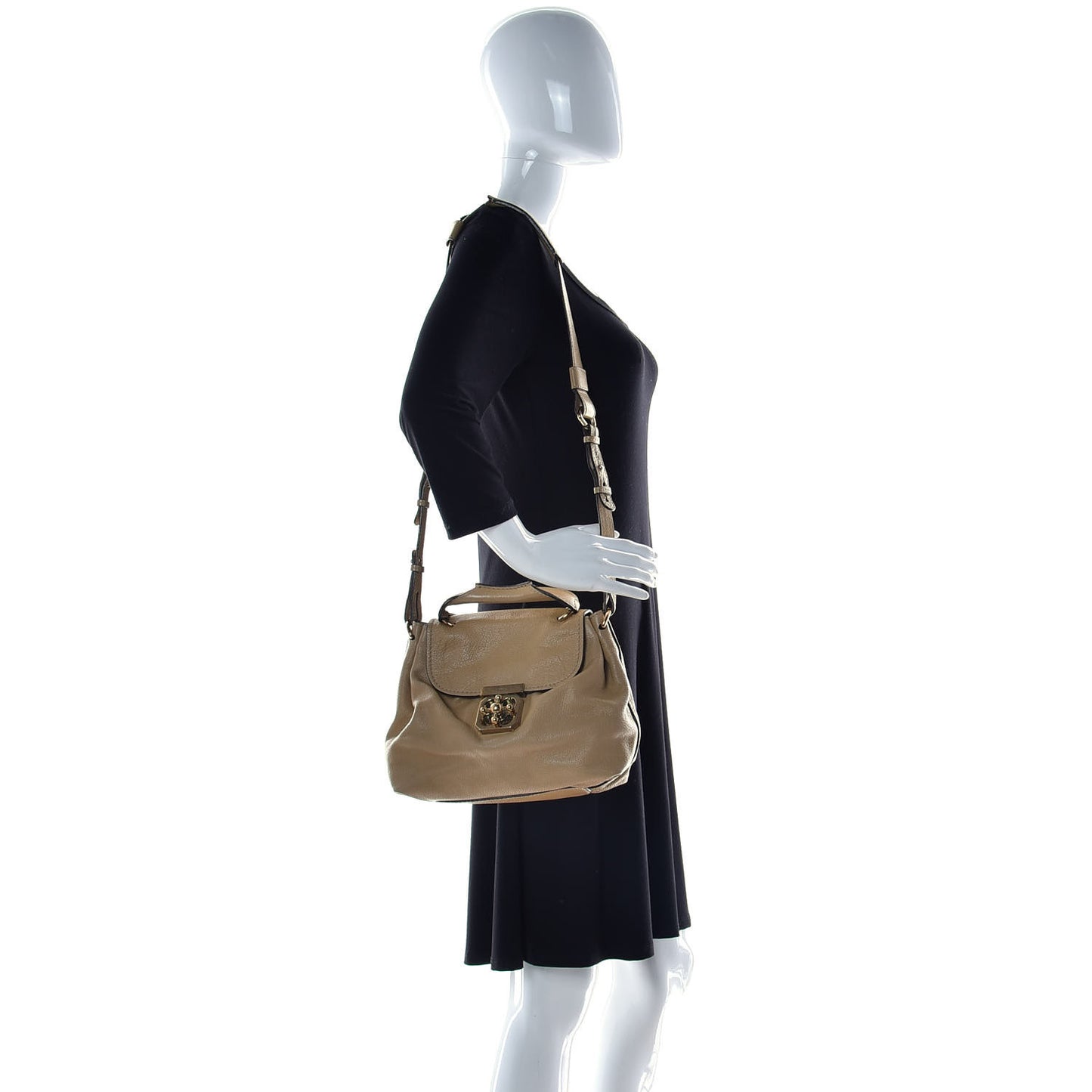 Calfskin Medium Elsie Satchel Greige