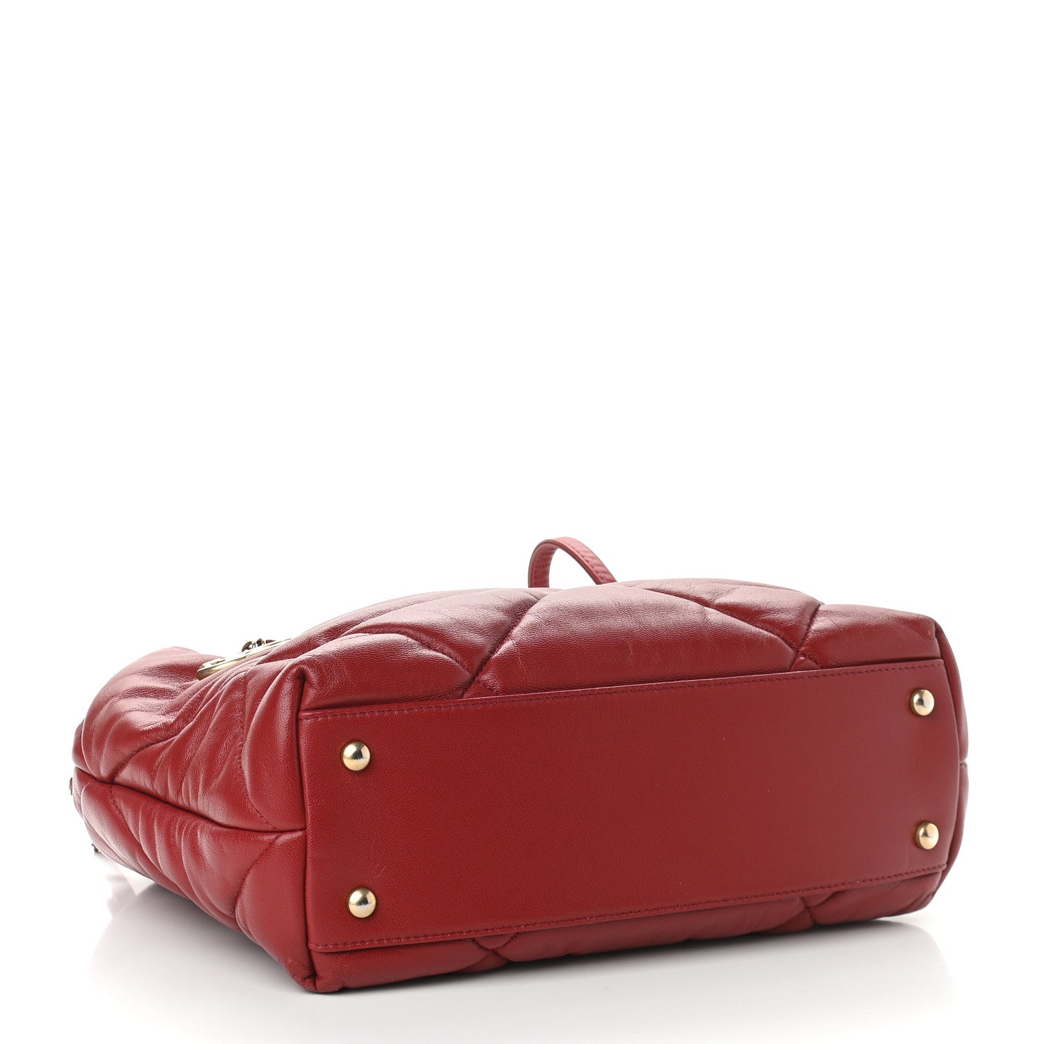 Chanel Lambskin Quilted Large Bowling Bag Red 4 of 11