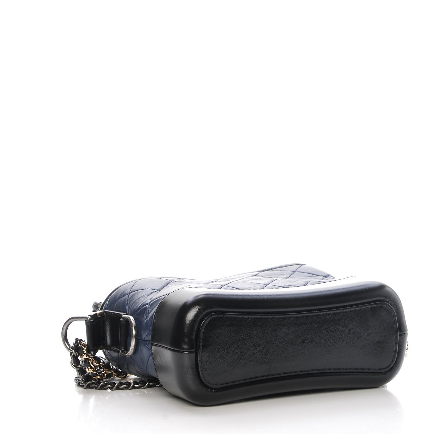 Aged Calfskin Quilted Small Gabrielle Hobo Navy Black
