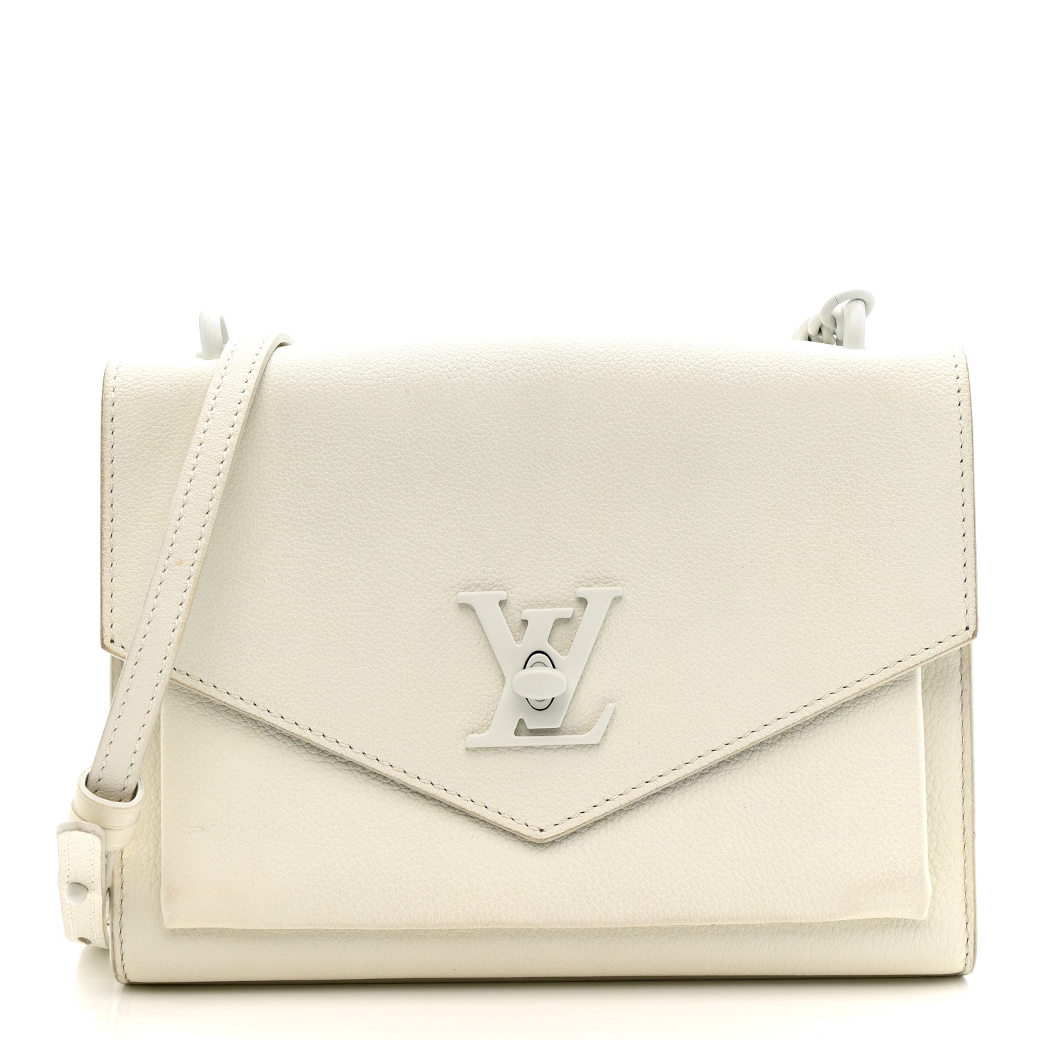 Louis Vuitton Soft Calfskin Mylockme Chain Bag BB White 1 of 16