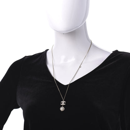 Chanel Crystal CC Pearl Drop Necklace Gold 2 of 6