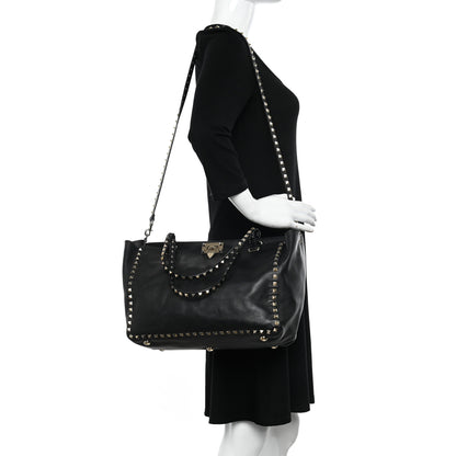 Valentino Garavani Vitello Medium Rockstud Tote Black 2 of 18