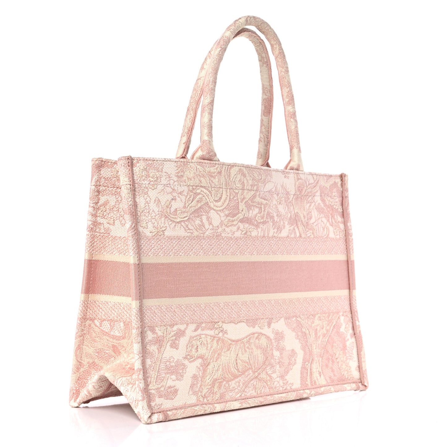 Canvas Embroidered Medium Dioriviera Toile De Jouy Book Tote Rose
