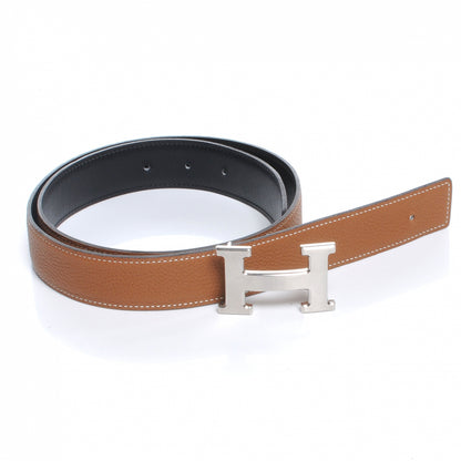 Hermes Togo Box Reversible Constance 32mm H Belt 85 Gold Noir 3 of 6
