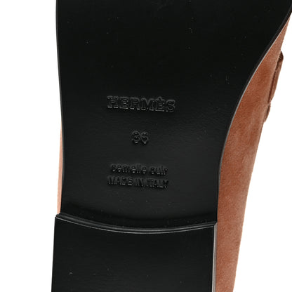 Hermes Suede Goatskin Womens Destin Loafers 36 Rose Aube 6 of 9