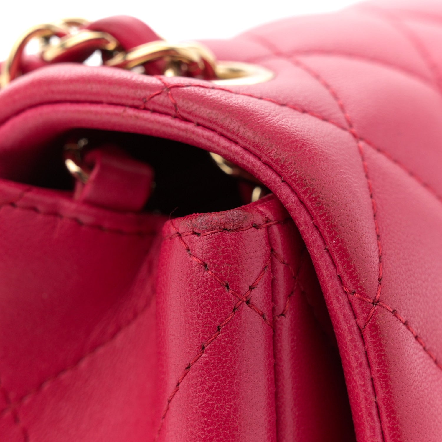Chanel Lambskin Quilted Mini Square Flap Dark Pink 13 of 14