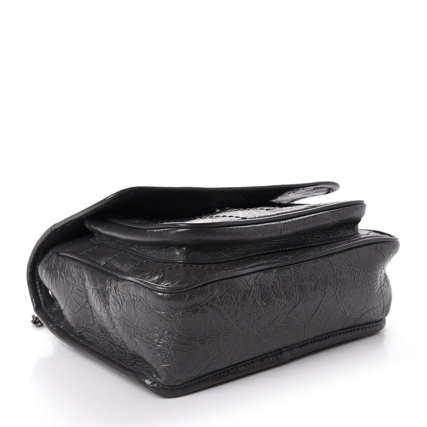 Crinkled Calfskin Matelasse Monogram Baby Niki Chain Satchel Storm